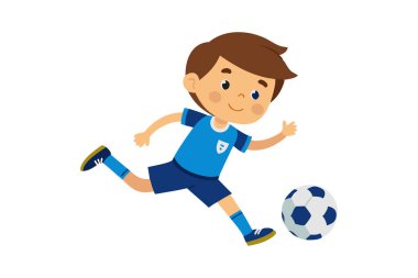 Spor kıyafetli genç bir çocuk futbol topunu ustaca tekmeliyor..