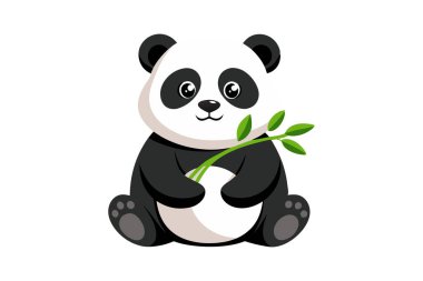 Panda bambu çubuğunu çiğniyor.
