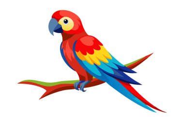 Dala konmuş renkli bir papağan.