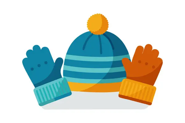 stock vector Winter hat and gloves set