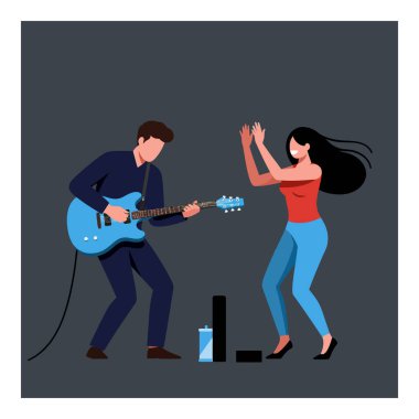 İkinci kare, gitarist coşkuyla çalarken dansçının coşkuyla hareket ettiğini ve canlı atmosferi arttırdığını gösteriyor..