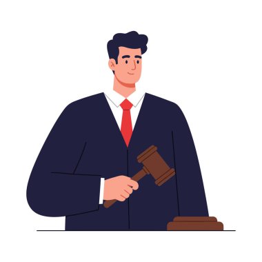 İlk çerçeve, avukatı adaleti sağlamaya hazırlanırken, tokmağı güvenle tutarken gösteriyor..
