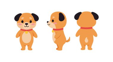 The first frame shows the dog facing forward, while the second frame shows a side view. clipart