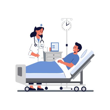 İlk karede hastaya yaklaşan bir doktor görülüyor. İkinci karede ilgi çekici bir sohbete geçiyor..