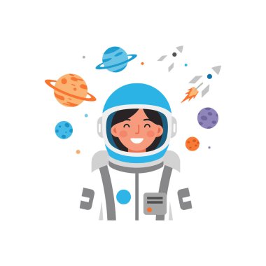 Astronot renkli gezegenlerle çevrili sevinçten bahsediyor..