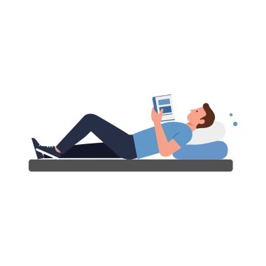 The character shifts position from sitting to reclining. clipart