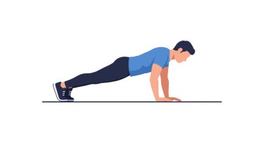 İllüzyon, güç ve sağlığa odaklanmış bir fitness antrenmanı ortamında şınav çeken bir adamı gösteriyor. Enerjik ruh hali.