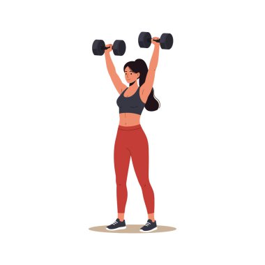 Kadın, bir fitness antrenmanında halter kaldırarak, sağlıklı bir yaşam tarzı sahnesinde güç ve kararlılık gösteriyor. Motivasyon ve aktif ruh hali.