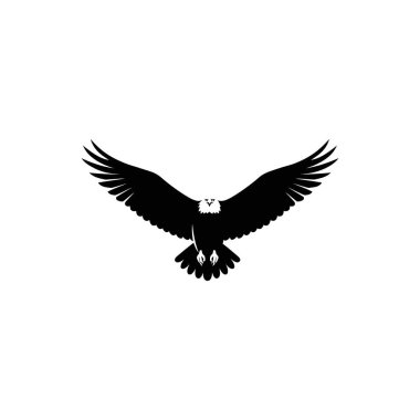 Geniş kanatlı bir kartal havada zarifçe süzülür, bu düz vektör çiziminde gücü ve bağımsızlığı simgeler..