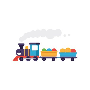 Neşeli bir çizgi film treni renkli toplarla dolu iki vagonu çeker, neşeli buhar yayar, tuhaf bir atmosfer yaratır..