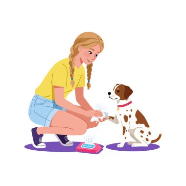 Bir kız köpeğini bir kumandayla eğitir, her ikisi de basit ve parlak bir ortamda mutlu bir şekilde iletişim kurar. Sahne neşeli ve dostane..