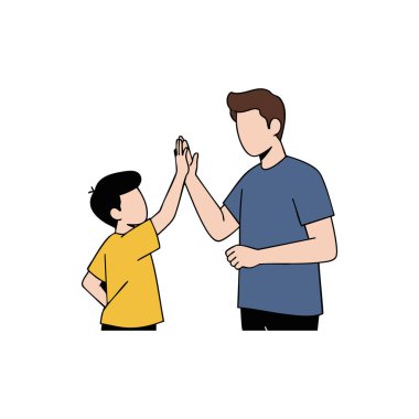 İllüzyon gösteriyor ki baba ve oğul beşlik çakıyor, aile bağını ve olumlu etkileşimi simgeliyor basit bir tarzda, neşeli bir ruh halinde..