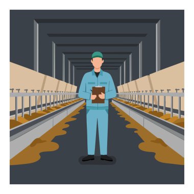 Bir fabrika işçisi bir depoda duruyor, bir pano ile üretim hattını inceliyor, endüstriyel çalışma ortamını gösteriyor ve odaklanıyor. Profesyonel ruh hali..