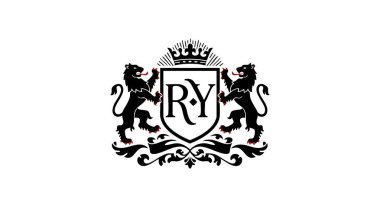 Vektör, kraliyet armasını, kalkanı, tacı ve iki aslanı kraliyet tarzında gösteriyor. Klasik ve asil bir ruh hali sergiliyor..