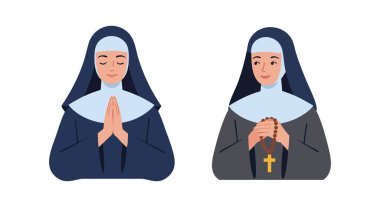Geleneksel alışkanlıkları olan iki rahibe, inancı ve bağlılığı sembolize eden bir haç kolyesini kapalı gözlerle tutarak dua ediyorlar..