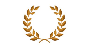 Bu vektör illüstrasyonunda zafer ve başarıyı simgeleyen altın defne çelengi düz tasarım tarzında, başarıyı ve onuru temsil eder..