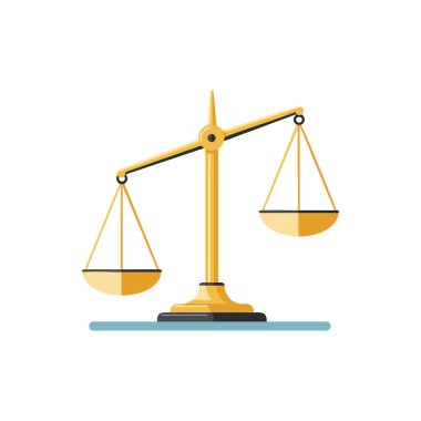 Bu vektör, temiz ve modern bir şekilde adaleti ve adaleti sembolize eden altın denge ölçeğini gösteriyor. Görüntü net ve dengeli. Sakin ol..