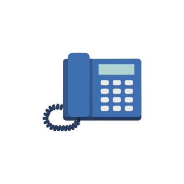 İllülasyon, mavi cep telefonu ve tuş takımlı bir ofis masası telefonu gösteriyor. İletişim ve teknoloji kavramları sunuyor. Sakin ol..