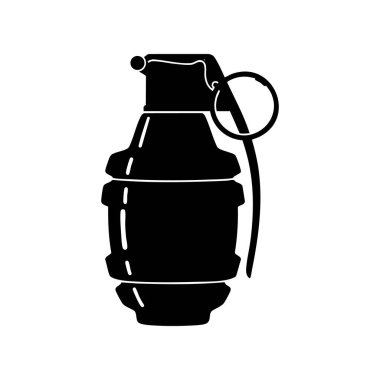 Bu resim siyah bir el bombası siluetini gösteriyor. Beyaz röfleli ve askeri silahları temsil eden. Ortam çok gergin..
