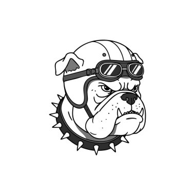 İllüzyon, sert bir suratı olan, tek renkli bir kask, gözlük ve çivili tasma takan bir bulldog gösteriyor. Sinirli ruh hali.