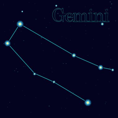 Gemini takımyıldızlı vektör yıldızlı gökyüzü