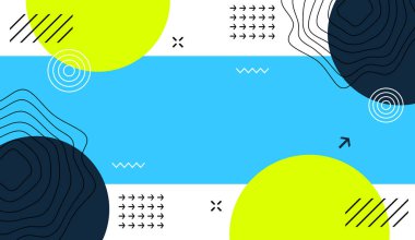 Farklı şekil elementleri olan soyut geometrik arkaplan. Tasarım ögeleri pankartı