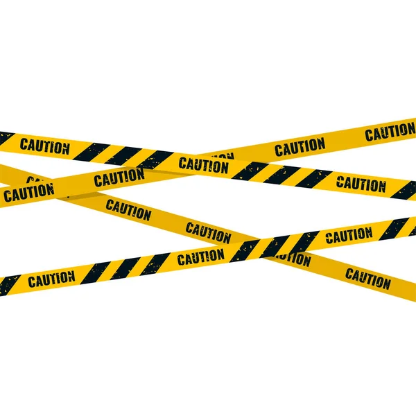 Óvatossági Szalag Elkülönített Sárga Figyelmeztető Vonalak Fehéren Vektorillusztráció — Stock Vector