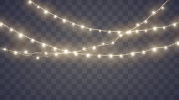 Lumières Noël Allumées Vecteur Nouvel Décorer Guirlande Avec Des Ampoules — Image vectorielle