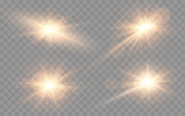 闪耀的星星 金色矢量灯和火花隔离 矢量说明 — 图库矢量图片