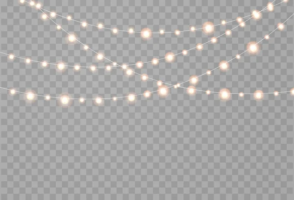 Les Lumières Noël Sont Isolées Lumières Brillantes Pour Noël Cartes — Image vectorielle