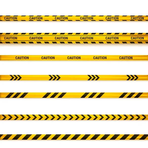 Óvatossági Szalag Elkülönített Sárga Figyelmeztető Vonalak Fehéren Vektorillusztráció — Stock Vector