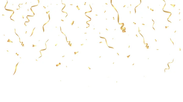 Guldkonfetti Bakgrund Festlig Bakgrund Partydesign Med Gyllene Band Vektorillustration — Stock vektor