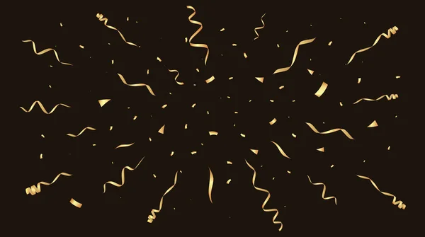 Goldkonfetti Platzte Festliche Kulisse Party Hintergrund Mit Goldenen Schleifen — Stockvektor