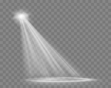 Sahne ışıkları sahnede parlıyor. Vektör illüstrasyonu