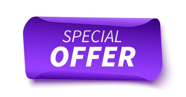 Speciale Aanbieding Tag Purple Discount Label Geïsoleerd Witte Achtergrond Vector — Stockvector