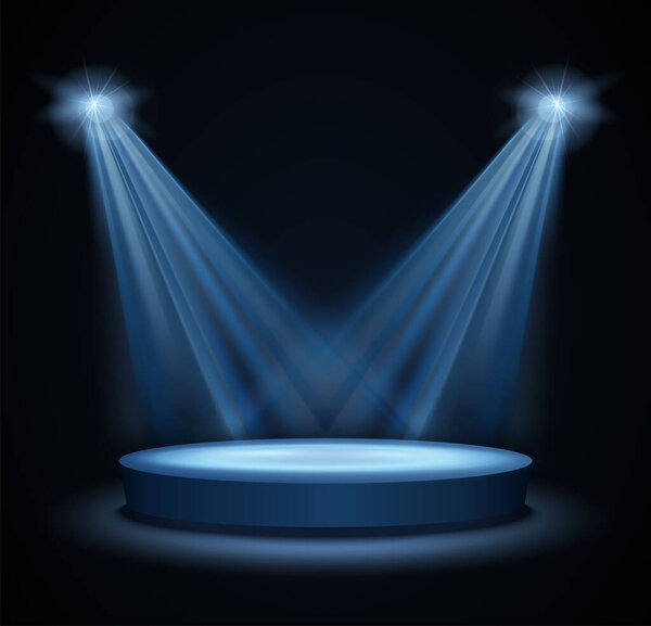 Spotlight Shines on the Stage. Vector illustration