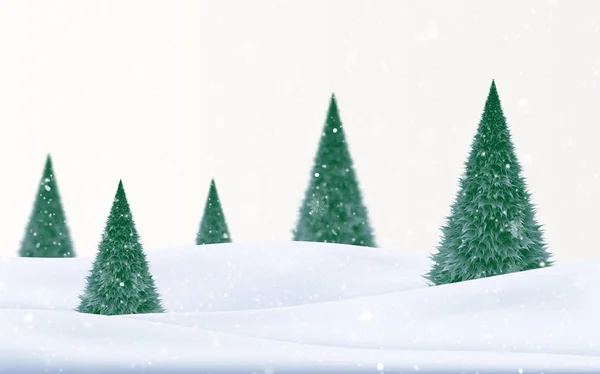 Paisaje Navideño Con Nieve Árboles Navidad Fondo Invierno — Vector de stock