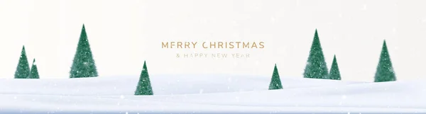 Счастливого Рождества Счастливого Нового Года Пейзажем Снега Льда Рождественских Деревьев — стоковый вектор