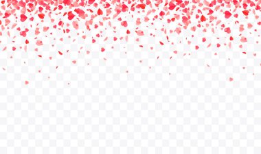 Hearts Shape konfeti arka planı. Sevgililer Günü Vektör Şablonu Tasarımı.