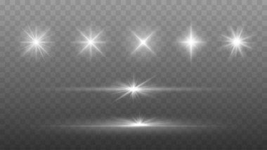 Set of Shine glowing stars. Vector Shining Sparks isolated.