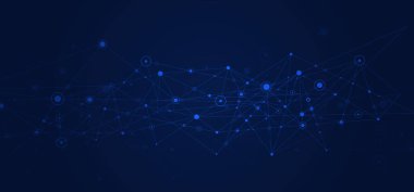 Ağ geçmişi. Noktalar, çizgiler ve insanların simgeleri ile bağlantılar. Vektör teknolojisi arka planı