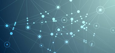 Ağ geçmişi. Noktalar, çizgiler ve insanların simgeleri ile bağlantılar. Vektör teknolojisi arka planı