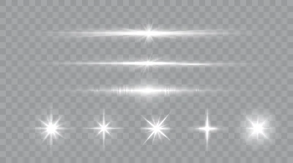 Set Shine Glowing Stars Vector Shining Sparks Isolated — Stock Vector