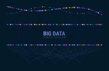 Büyük veri görsel bilgi arkaplanı. Sosyal ağ konsepti. Bağlantı vektörü arkaplanı.
