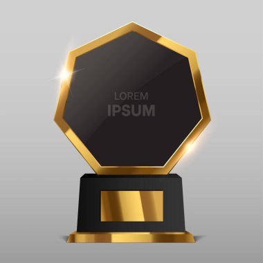 Ödül adaylığı ödülü. Altın kupa izole edildi. Vektör illüstrasyonu