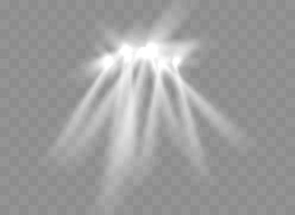 Spotlights Rays Shining Light Beams Isolated Vector Transparent Light Effect — Stock Vector