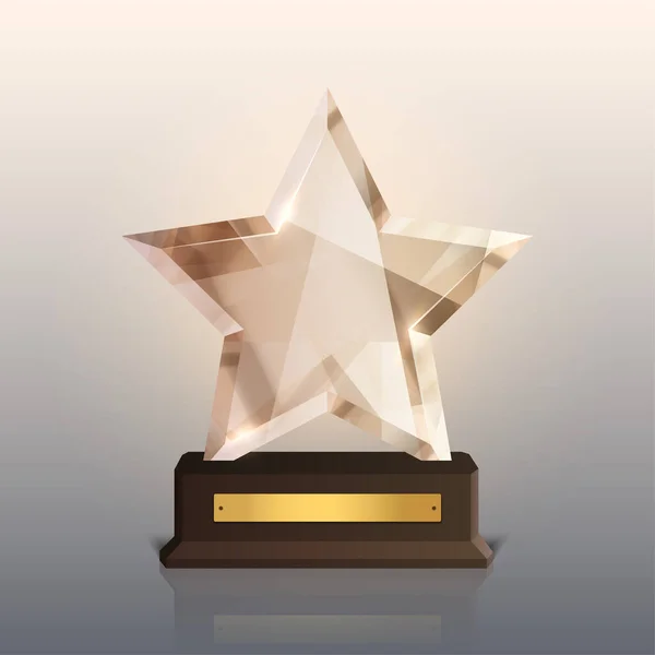 Trofeo Cristal Ganador Forma Estrella Premio Crystal Primer Lugar Premio — Vector de stock
