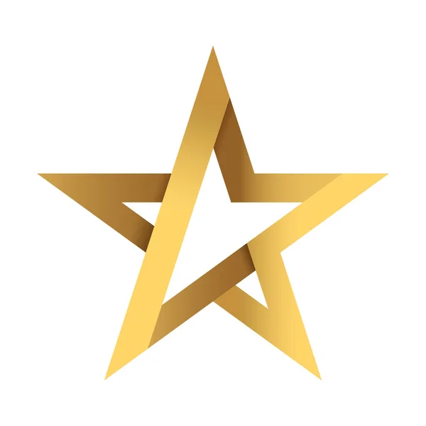 Estrela Dourada Isolada Sobre Fundo Branco Forma Estrela Metálica — Vetor de Stock
