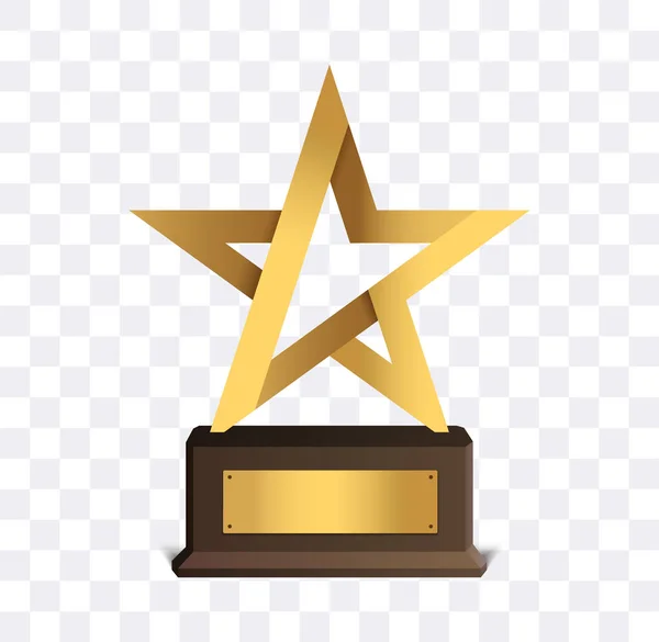 Premio Star Trophy Premio Oro Aislado Ilustración Vectorial Del Premio — Vector de stock
