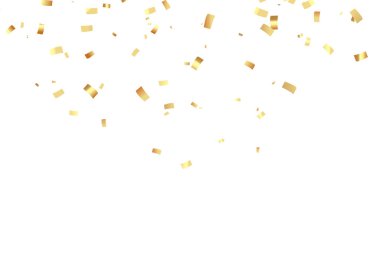 Konfeti arka planı. Altın kağıt parçaları ve yılan. Vektör partisi arkaplanı